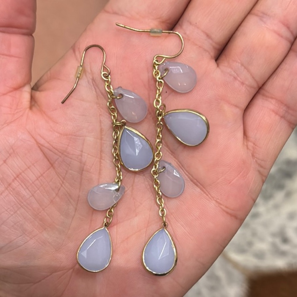 Elegant Gold and Lavender Drop Earrings
